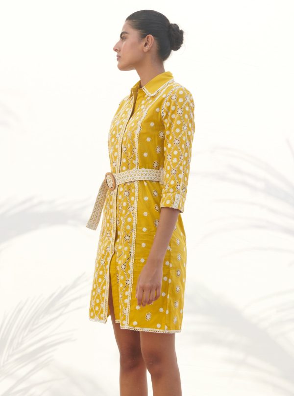 Mulmul Cotton Periwinkle Yellow Dress For Cheap