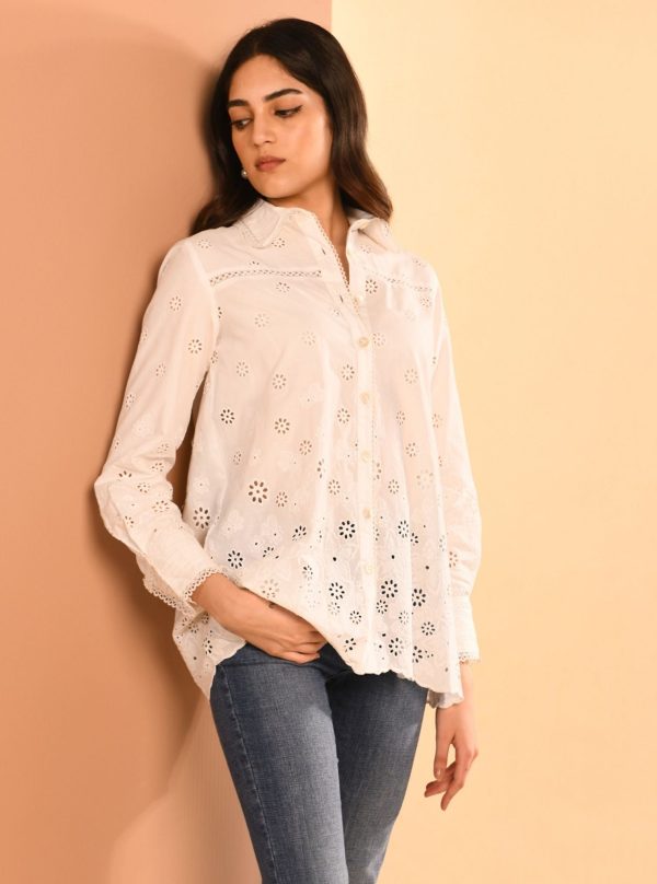 Mulmul Cotton Bea White Shirt Online