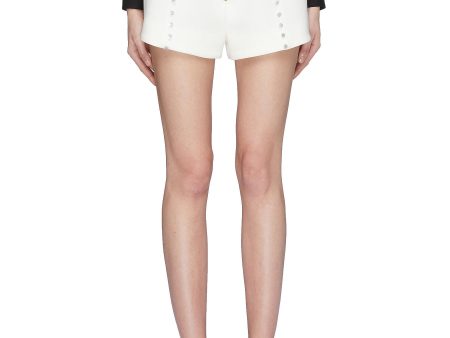 Shplaneta Venus  mock button zip front crepe shorts - Elissa McGowan - White Online