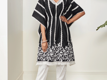 Mulmul Cotton Vivian Black Kaftan Online now