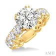 2 Ctw Diamond Semi-Mount Engagement Ring in 18K Yellow Gold Online now