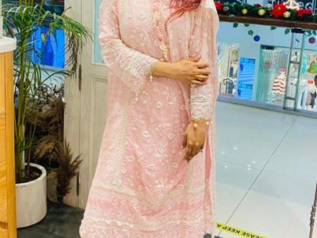 Mulmul Tencel Luxe Organza Fiona Kurta Pink With Viscose Fiona Sharara on Sale