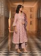 Mulmul Banarsi Bhumbro Lilac Anarkali Kurta with Mulmul Pima Satin Bhumbro Lilac Pant Cheap