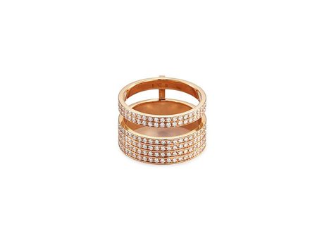 Berbère Module  diamond 18k rose gold two row ring - REPOSSI - Metallic Discount