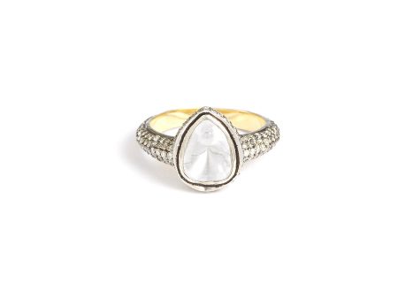 Diamond silver gold alloy ring - Aishwarya - Metallic For Discount