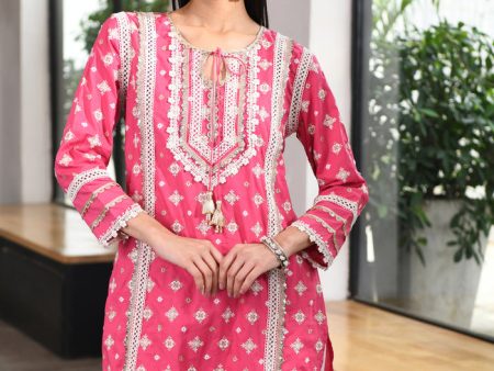 Mulmul Cotton Corey Kurta Fuchsia Fashion