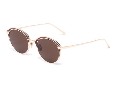 Contrast rim metal round sunglasses - Linda Farrow - Metallic Online Sale