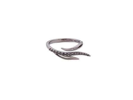 Diamond rhodium plated 9k white gold wing ring - Cristinaortiz - Metallic on Sale