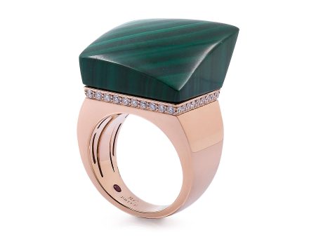 Sauvage Privé  diamond malachite 18k rose gold ring - Roberto Coin - Metallic For Sale