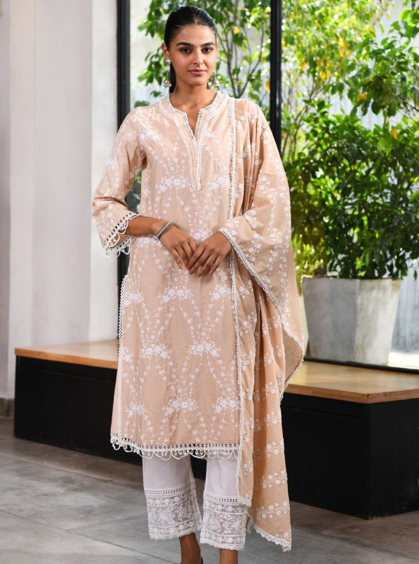 Mulmul Cotton Arki Beige Kurta Online