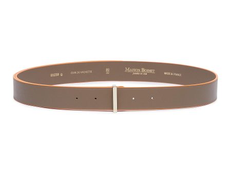 Contrast border vachetta leather belt - Maison Boinet - Orange Online