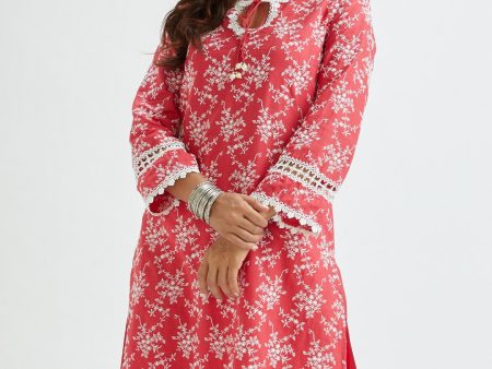 Mumul Supima Satin Brook Red Kurta Online