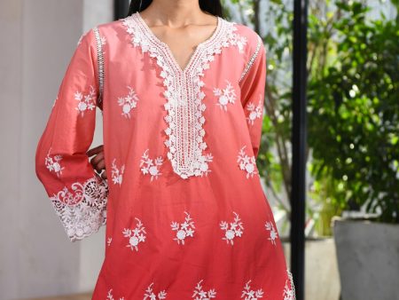 Mulmul Cotton Chapoli Red Kurta With Mulmul Cotton Chapoli Red Pant Discount