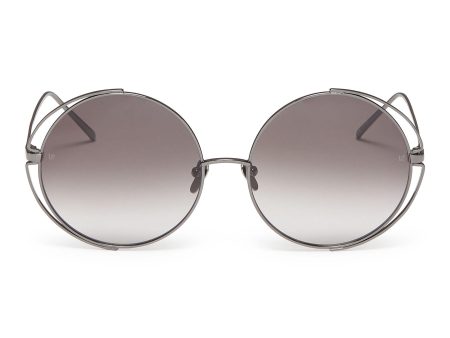 Cutout front metal round sunglasses - Linda Farrow - Metallic Online