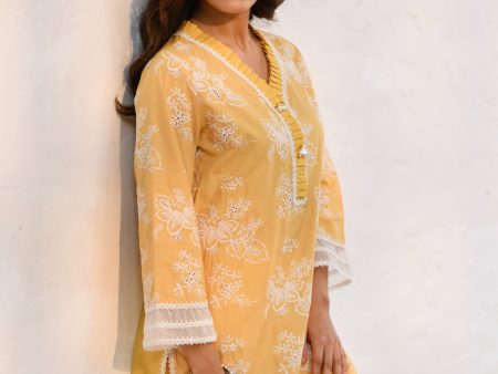 Mulmul Cotton Verlem Yellow kurta Cheap