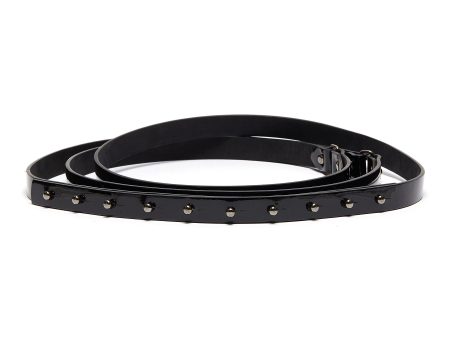 Rivet stud patent leather belt Online Sale