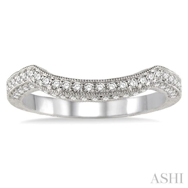 1 3 Ctw Round Cut Diamond Wedding Band in 18K White Gold on Sale