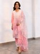 Mulmul Cotton Mandre Pink Kurta With Mulmul Cotton Mandre Pink Pant Online now