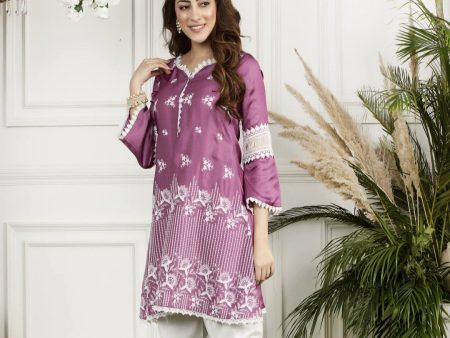 Mulmul Rosemallow Kurta With Front Pleated Pyjamas For Discount