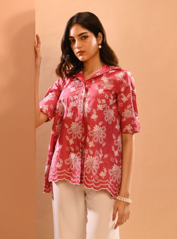 Mulmul Cotton Chiara Fuchsia Shirt Online Hot Sale