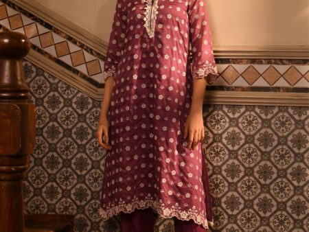 Mulmul Chanderi Miri Lilac Kurta With Mulmul Chanderi Miri Lilac Pant Discount