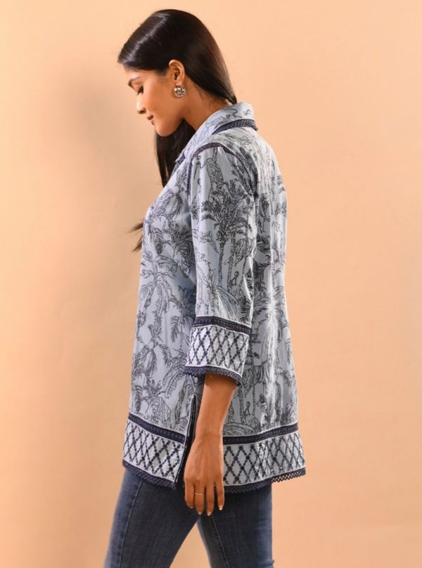 Mulmul Kira Denim Light Blue Shirt For Discount