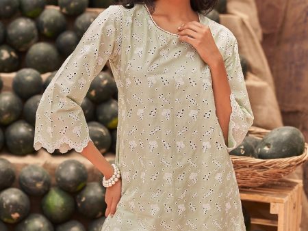 Mulmul Cotton Hannah Green Top With Mulmul Cotton Hannah Green Pant Online Hot Sale