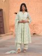 Mulmul Organza Zola Green Anarkali Kurta With Mulmul Cotton Zola Green Pant For Cheap