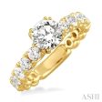 1 3 4 Ctw Diamond Engagement Ring with 3 4 Ct Round Cut Center Stone in 14K Yellow Gold on Sale