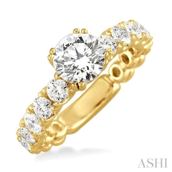 1 3 4 Ctw Diamond Engagement Ring with 3 4 Ct Round Cut Center Stone in 14K Yellow Gold on Sale