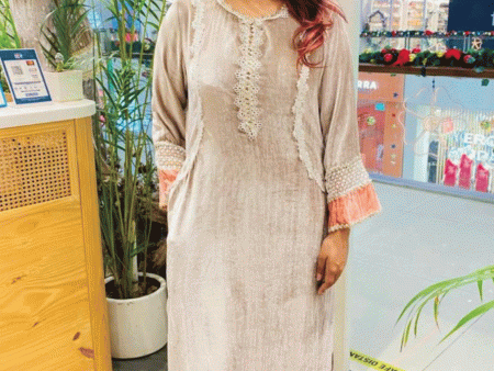 Makhmal Birch Grey Kurta With Makhmal Birch Grey Pyajama Supply