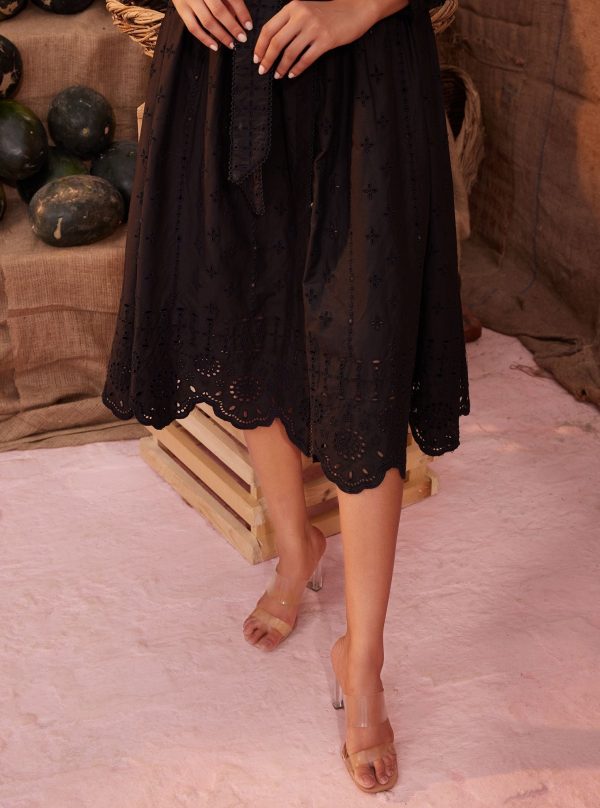 Mulmul Cotton Emy Black Long Dress on Sale