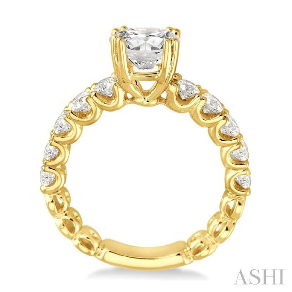 1 3 4 Ctw Diamond Engagement Ring with 3 4 Ct Round Cut Center Stone in 14K Yellow Gold on Sale