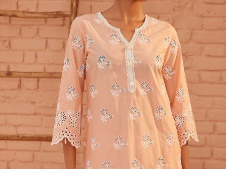 Mulmul Cotton Dahna Peach Kurta With Mulmul Cotton Dahna Peach Pant Fashion