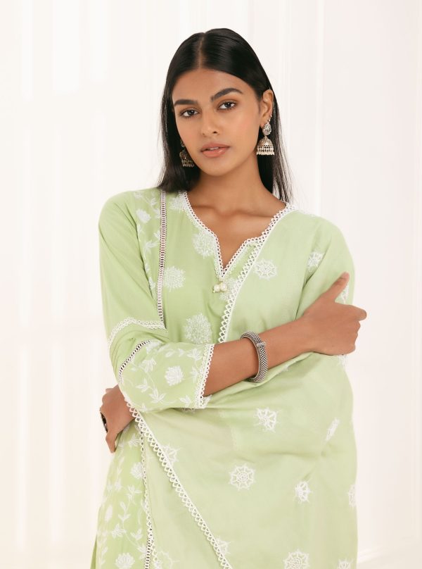 Mulmul Cotton Kannur Green Kurta Online Hot Sale