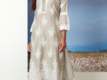 Mulmul Cotton Silver Comet Grey Kurta on Sale