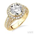 1 1 3 Ctw Diamond Semi-Mount Engagement Ring in 14K Yellow Gold For Discount