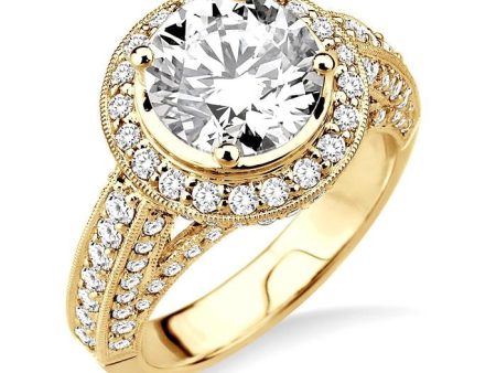 1 1 3 Ctw Diamond Semi-Mount Engagement Ring in 14K Yellow Gold For Discount