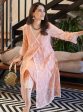 Mulmul Organza Vashti Peach Kurta With Mulmul Cotton Vashti Peach Pant Sale