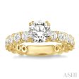 1 Ctw Diamond Semi-Mount Engagement Ring in 14K Yellow Gold For Discount