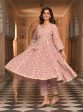 Mulmul Banarsi Bhumbro Lilac Anarkali Kurta with Mulmul Pima Satin Bhumbro Lilac Pant Cheap