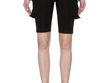 Buckled strap neoprene cargo biker shorts - Angel Chen - Black For Cheap