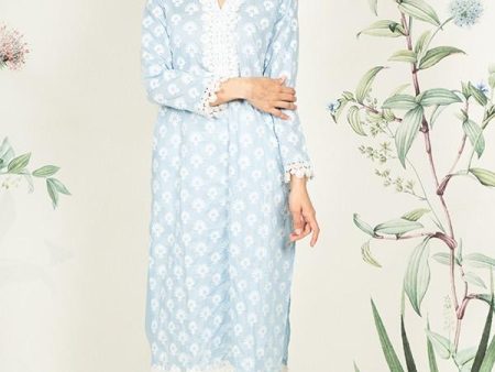 Holly Kurta Light Blue and Multi Lace Pyajama Online Hot Sale