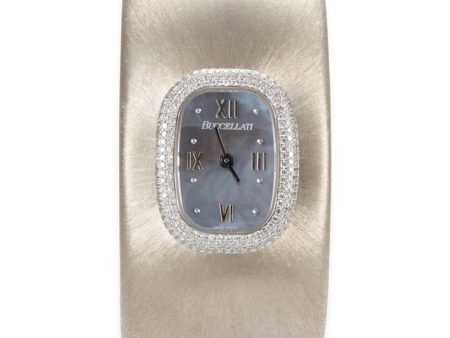 Cleopatra  diamond 18k white gold cuff watch - Buccellati Watches - White For Sale