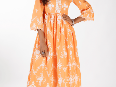 Mulmul Cotton Zambi Orange Kurta Supply