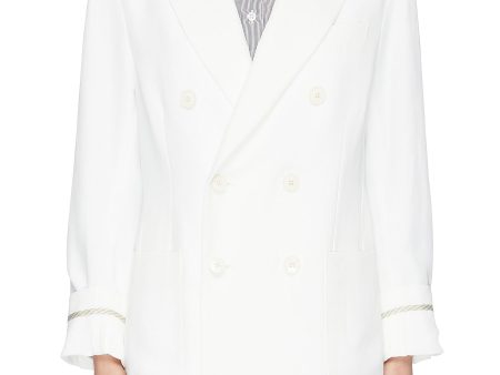 Riccarda  stripe cuff double breasted twill blazer - BARENA - White For Discount