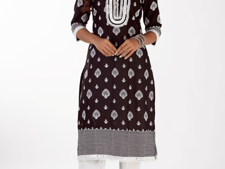 Mulmul Cotton Gene Black Kurta Cheap