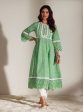 Mulmul Cotton Arris Green Anarkali  Kurta Online