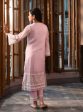 Mulmul Organza Parisa Dusty Pink Kurta With Mulmul Cotton Parisa Dusty Pink Pant For Discount