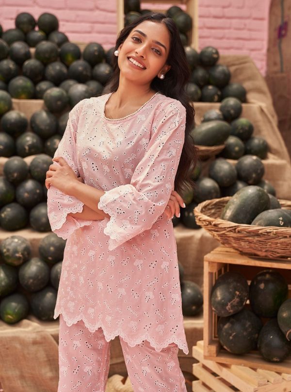 Mulmul Cotton Hannah Light Pink Top With Mulmul Cotton Hannah Light Pink Pant Supply